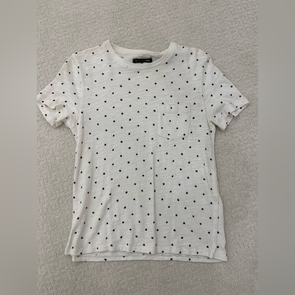 Rag & Bone Off White Cream Star Crewneck Short Sleeve T-Shirt Top